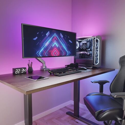 WALI Single Monitor Gas Spring Desk Mount, Heavy Duty Monitor Arm for Ultrawide Screen up to 35 inch, 33 lbs. Fully Adjustable, Mounting Holes 75 and 100 (GSM001XL), Black in Saudi Arabia