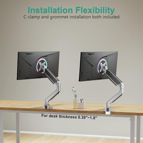 WALI Single Monitor Gas Spring Desk Mount, Heavy Duty Monitor Arm for Ultrawide Screen up to 35 inch, 33 lbs. Fully Adjustable, Mounting Holes 75 and 100 (GSM001XL), Black in Saudi Arabia