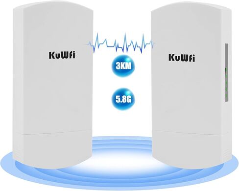KuWFi 2-Pack 300Mbps Wireless Bridge Outdoor CPE WiFi Kit Point to Point | 2.4GHz P2P Link 1KM Range Starlink Extension in Kuwait
