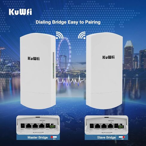 KuWFi 2-Pack 300Mbps Wireless Bridge Outdoor CPE WiFi Kit Point to Point | 2.4GHz P2P Link 1KM Range Starlink Extension in Kuwait