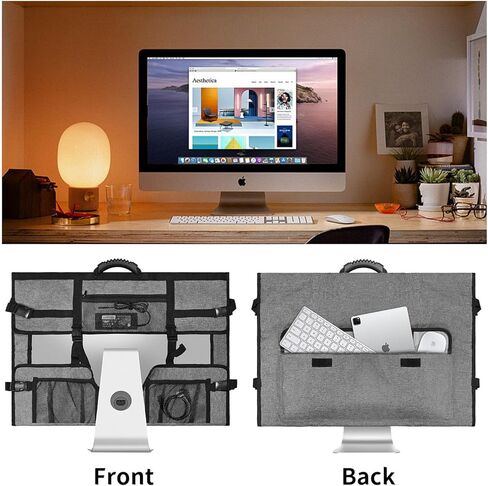 حقيبة حمل شاشة Boczif، حقيبة سفر واقية لجهاز كمبيوتر سطح المكتب iMac مقاس 27 بوصة وشاشات LCD، حقيبة تخزين سطح المكتب لغطاء غبار شاشة iMac مع مقبض حمل وجيوب in Kuwait