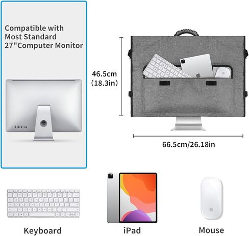 حقيبة حمل شاشة Boczif، حقيبة سفر واقية لجهاز كمبيوتر سطح المكتب iMac مقاس 27 بوصة وشاشات LCD، حقيبة تخزين سطح المكتب لغطاء غبار شاشة iMac مع مقبض حمل وجيوب in Kuwait