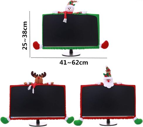سوشافن قطعة واحدة من غطاء حواف شاشة الكمبيوتر في الكريسماس، غطاء شاشة التلفزيون غطاء مرن للاب توب والكمبيوتر لتزيين المنزل والمكتب - تصميم ايل in Kuwait