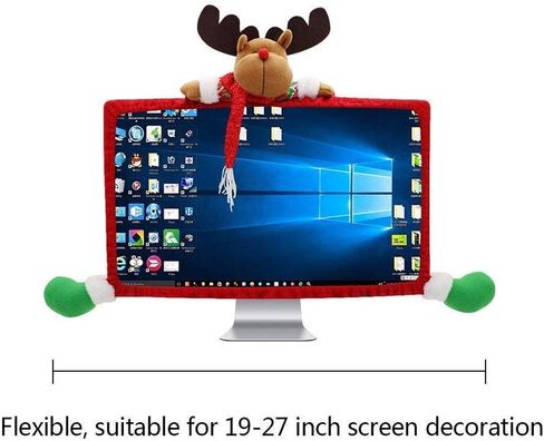 سوشافن قطعة واحدة من غطاء حواف شاشة الكمبيوتر في الكريسماس، غطاء شاشة التلفزيون غطاء مرن للاب توب والكمبيوتر لتزيين المنزل والمكتب - تصميم ايل in Kuwait