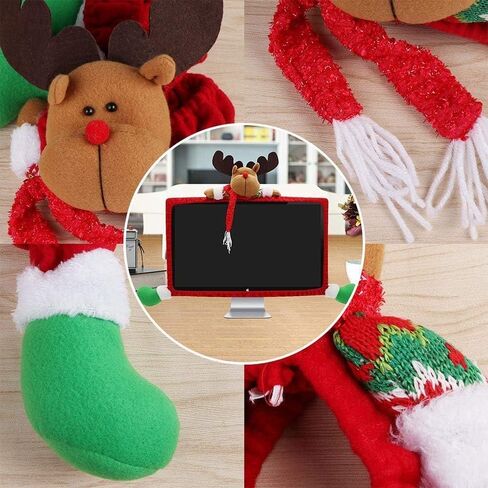 سوشافن قطعة واحدة من غطاء حواف شاشة الكمبيوتر في الكريسماس، غطاء شاشة التلفزيون غطاء مرن للاب توب والكمبيوتر لتزيين المنزل والمكتب - تصميم ايل in Kuwait