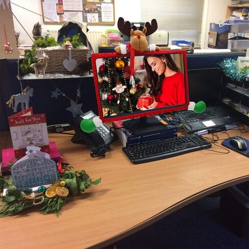 سوشافن قطعة واحدة من غطاء حواف شاشة الكمبيوتر في الكريسماس، غطاء شاشة التلفزيون غطاء مرن للاب توب والكمبيوتر لتزيين المنزل والمكتب - تصميم ايل in Kuwait