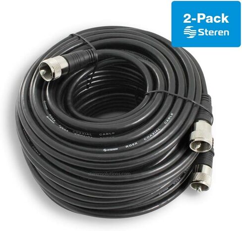 كابل محوري RG8X - موصل - كابل هوائي RG8X - كابل هوائي UHF CB - كابل محوري CB - 100 قدم / 30.4 متر UHF PL259 كابل ذكر إلى ذكر منخفض الخسارة - 50 أوم لراديو HAM - محلل الهوائي STEREN 205-700 in Kuwait