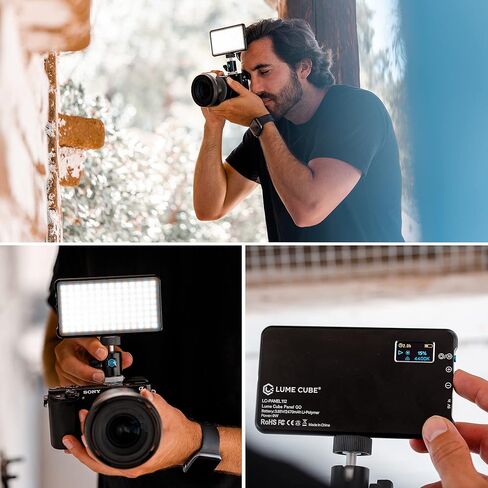 لوم كيوب مصباح LED ثنائي اللون قابل للتركيب لكاميرات دي اس ال ار الاحترافية، مجموعة لوحة جو قابلة للتعديل، شاشة LCD ذكية | اضاءة فيديو للصور، بطارية طويلة | يناسب سوني ونيكون وكانون وفوجي وباناسونيك in Kuwait