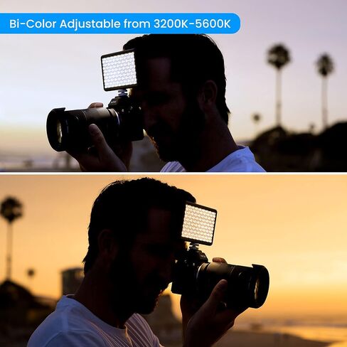 لوم كيوب مصباح LED ثنائي اللون قابل للتركيب لكاميرات دي اس ال ار الاحترافية، مجموعة لوحة جو قابلة للتعديل، شاشة LCD ذكية | اضاءة فيديو للصور، بطارية طويلة | يناسب سوني ونيكون وكانون وفوجي وباناسونيك in Kuwait
