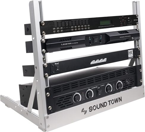 رف سطح المكتب مفتوح الإطار من الألومنيوم 6U من Sound Town، زاوية قابلة للتعديل، للصوت/الفيديو، ومفاتيح الشبكة، وأجهزة التوجيه، ولوحات التصحيح (2PF-6A) in Kuwait
