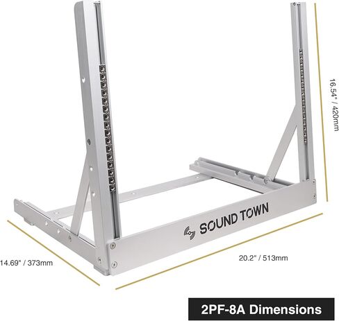 رف سطح المكتب مفتوح الإطار من الألومنيوم 6U من Sound Town، زاوية قابلة للتعديل، للصوت/الفيديو، ومفاتيح الشبكة، وأجهزة التوجيه، ولوحات التصحيح (2PF-6A) in Kuwait