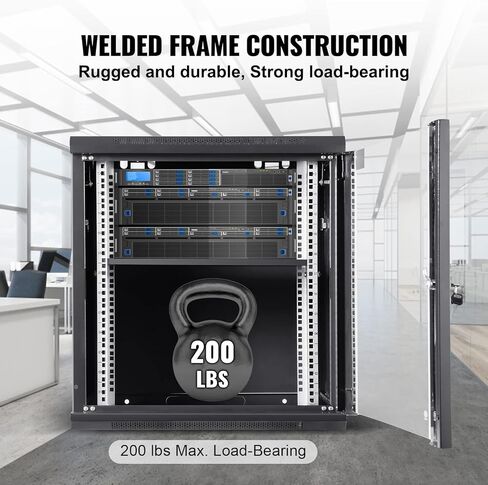 خزانة خادم شبكة VEVOR 6U مثبتة على الحائط، بعمق 15.5 بوصة، حاوية خزانة حامل الخادم، 200 رطل كحد أقصى. سعة تحميل مثبتة على الأرض، باب زجاجي مزود بقفل وألواح جانبية، لمعدات تكنولوجيا المعلومات وأجهزة الصوت والصورة in Kuwait