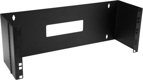 StarTech.com 2U Hinged Wall Mount Patch Panel Bracket - 6 inch Deep - 19" Patch Panel Swing Rack for Shallow Network Equipment- 22lbs (WALLMOUNTH2), Black | Rear-access hinged design, Holds slim 19in shallow network equipment, Holes 16in apart for wall st in Kuwait