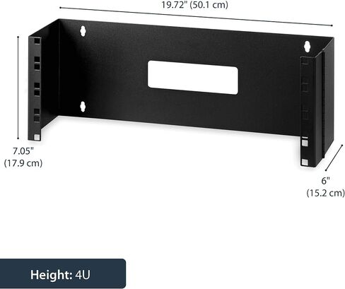 StarTech.com 2U Hinged Wall Mount Patch Panel Bracket - 6 inch Deep - 19" Patch Panel Swing Rack for Shallow Network Equipment- 22lbs (WALLMOUNTH2), Black | Rear-access hinged design, Holds slim 19in shallow network equipment, Holes 16in apart for wall st in Kuwait