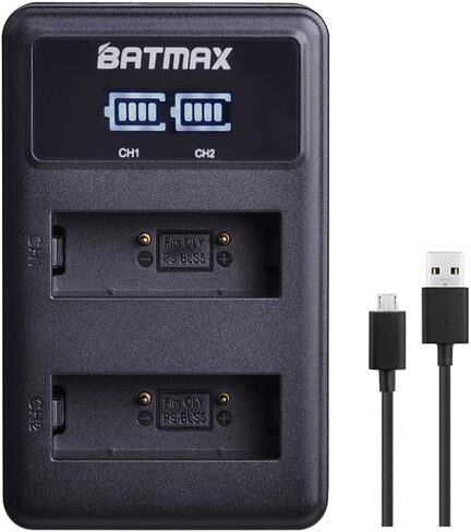 Batmax 2000mAh 2 قطعة BLS-5 BLS-50 PS-BLS5 بطارية + LED شاحن USB مزدوج لأوليمبوس BLS-5 E-PL2، E-PL5، E-PL6، E-PL7، E-PL8، E-PL9، E-PL10 ,E-PM2,OM-D E-M10,E-M10 Mark II,III,E-M10 IV,Stylus1 كاميرات in Kuwait