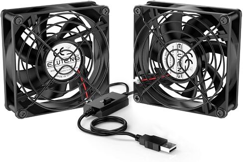 ELUTENG Dual 40mm USB Fan with 3 Speeds Adjustable 5V PC Fan Max 5500RPM 40mm * 40mm * 25mm Mini Case Fan Quiet Computer Fan Compatible for PC, TV Box, Router, Xbox, Playstation in Kuwait