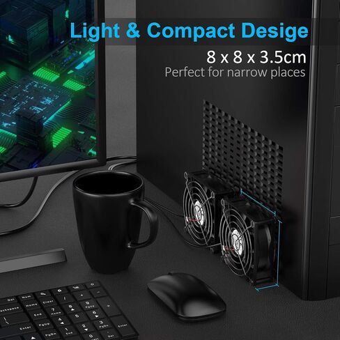 ELUTENG Dual 40mm USB Fan with 3 Speeds Adjustable 5V PC Fan Max 5500RPM 40mm * 40mm * 25mm Mini Case Fan Quiet Computer Fan Compatible for PC, TV Box, Router, Xbox, Playstation in Kuwait