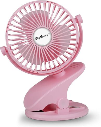 SkyGenius Battery Operated Stroller Fan, Rechargeable USB Powered Mini Clip on Desk Fan in Kuwait