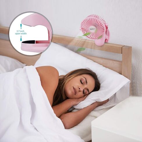 SkyGenius Battery Operated Stroller Fan, Rechargeable USB Powered Mini Clip on Desk Fan in Kuwait