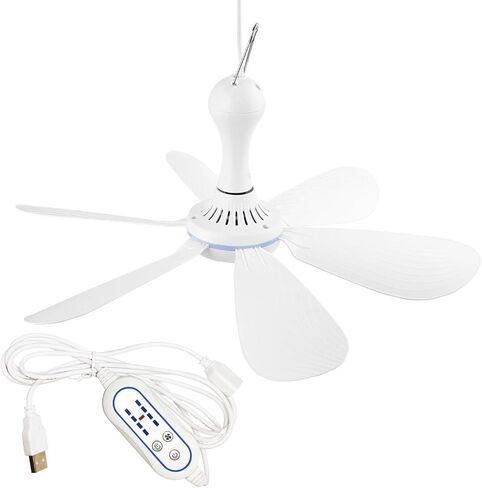 Silent USB Powered Ceiling Fan with Remote Control Timing 4 Speed, Quiet Small DC Plug in Ceiling Fan Hanging Fan for Camping Bed RV Tent Canopy Room in Saudi Arabia