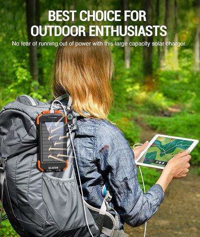بنك الطاقة لشاحن الطاقة الشمسية BLAVOR، شاحن لاسلكي Qi بقدرة 10,000 مللي أمبير في الساعة حزمة بطارية خارجية من النوع C ومخرج مزدوج فائق السطوع، وحلقة تسلق البوصلة، وشحن اللوحة الشمسية in Kuwait