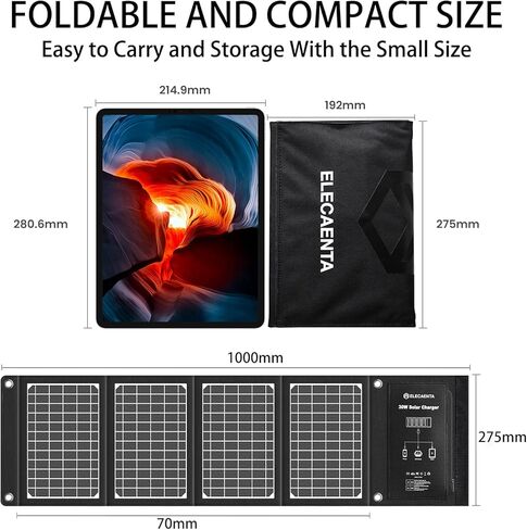 ELECAENTA 22W Solar Charger with 2 USB Ports, 24% High Efficiency, IP54 Waterproof, Foldable & Portable ETFE Solar Panel Charger for iPhone, iPad, Samsung, LG and Outdoor Camping Backpacking in Saudi Arabia