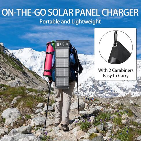 ELECAENTA 22W Solar Charger with 2 USB Ports, 24% High Efficiency, IP54 Waterproof, Foldable & Portable ETFE Solar Panel Charger for iPhone, iPad, Samsung, LG and Outdoor Camping Backpacking in Saudi Arabia