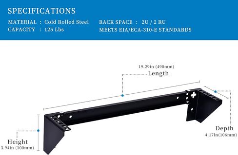 RackPath 2U Vertical Wall Mount Rack - Heavy Duty 125lbs Capacity Vertical Mounting Bracket in Kuwait