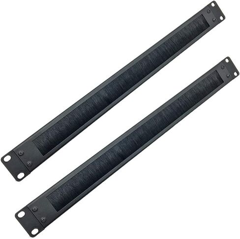 Jingchengmei 2 Pack-1U لوحة إدارة الكابلات المفككة على حامل مع فرشاة لإدخال الكابل لرف أو خزانة مقاس 19 بوصة باللون الأسود (BF01UAB2PC) in Kuwait