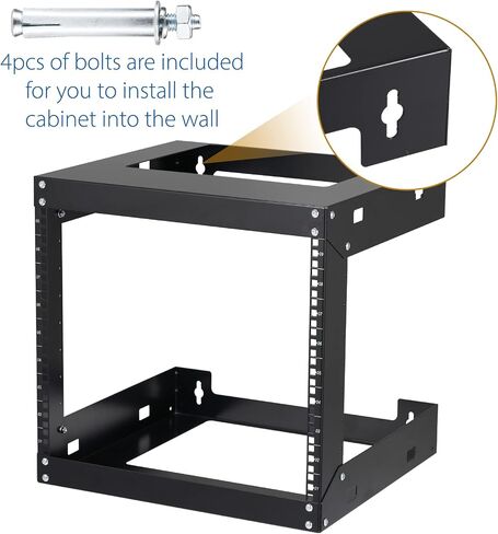 6U Wall Mount Rack Open Frame 19 Inch Server Equipment Network Cabinet 18 inches Depth Black by Tedgetal in Kuwait
