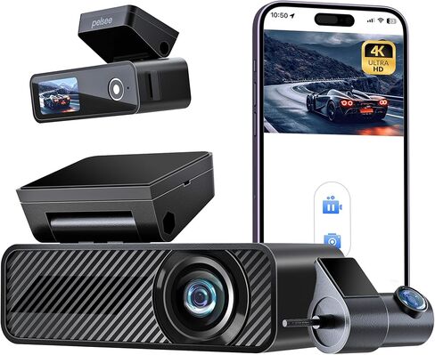 Pelsee P1 Duo Dash Cam أمامية وخلفية، كاميرا أمامية واحدة بدقة 4K، كاميرا سيارة مزدوجة 2K/1080P للسيارات، واي فاي مدمج، شاشة IPS صغيرة مقاس 1.5 بوصة، رؤية ليلية، التحكم الصوتي، وضع انتظار السيارات على مدار 24 ساعة، G- المستشعر in Kuwait