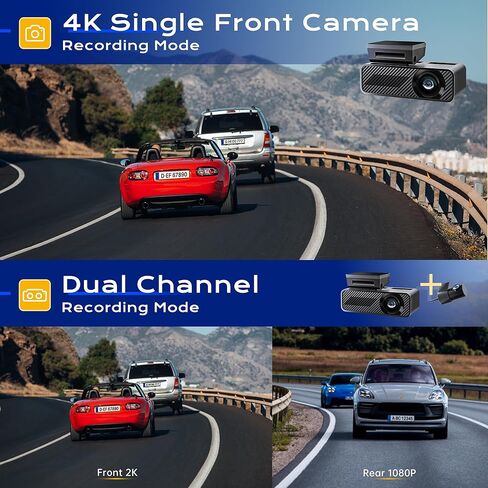 Pelsee P1 Duo Dash Cam أمامية وخلفية، كاميرا أمامية واحدة بدقة 4K، كاميرا سيارة مزدوجة 2K/1080P للسيارات، واي فاي مدمج، شاشة IPS صغيرة مقاس 1.5 بوصة، رؤية ليلية، التحكم الصوتي، وضع انتظار السيارات على مدار 24 ساعة، G- المستشعر in Kuwait