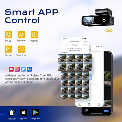 Pelsee P1 Duo Dash Cam أمامية وخلفية، كاميرا أمامية واحدة بدقة 4K، كاميرا سيارة مزدوجة 2K/1080P للسيارات، واي فاي مدمج، شاشة IPS صغيرة مقاس 1.5 بوصة، رؤية ليلية، التحكم الصوتي، وضع انتظار السيارات على مدار 24 ساعة، G- المستشعر in Kuwait