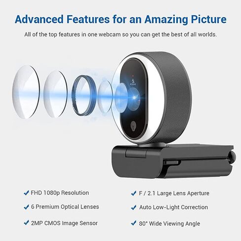 NexiGo N680 1080P Business Webcam with Microphone, Software and Privacy Cover, AutoFocus, Streaming USB Web Camera, for Online Class, Zoom Meeting Skype Facetime Teams, PC Mac Laptop Desktop in Saudi Arabia