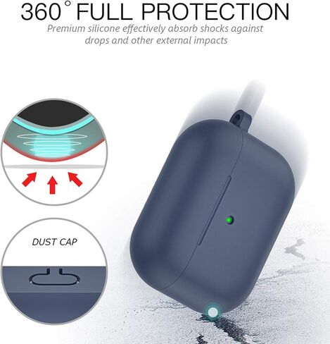BRG Compatible with Airpods Pro Case, Soft Silicone Skin Case Cover Shock-Absorbing Protective Case with Keychain [Front LED Visible] (Black) in Kuwait