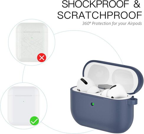 BRG Compatible with Airpods Pro Case, Soft Silicone Skin Case Cover Shock-Absorbing Protective Case with Keychain [Front LED Visible] (Black) in Kuwait