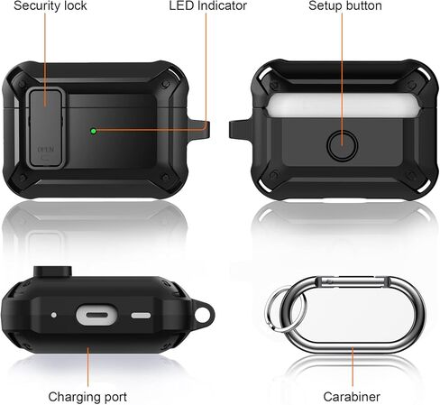 حافظة Lopnord لجهاز Airpod Pro مع قفل، متوافقة مع حافظة Airpods Pro الجيل الثاني/الجيل الأول (2023/2022/2019)، غطاء مقاوم للصدمات لجراب iPod Pro للرجال والنساء (AirPod Pro غير متضمن) in Kuwait