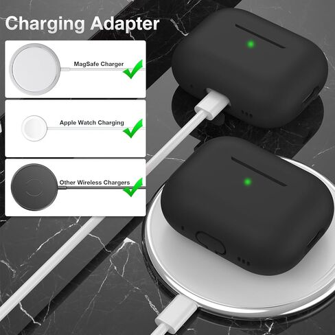 OULUOQI متوافق مع حافظة AirPods Pro 2 2023/2022، غطاء جلدي ناعم من السيليكون ممتص للصدمات [مصباح LED أمامي مرئي] in Kuwait