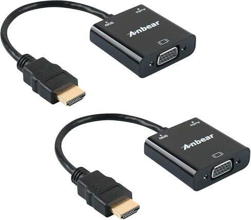 HDMI to VGA with Audio Adapter, Gold-Plated VGA to HDMI Adapter1080P Video Converter Male to Female with 3.5mm Audio Port Compatible for PC,Laptop,DVD in Kuwait