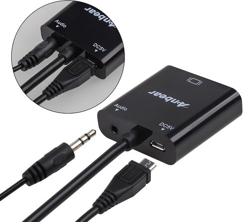HDMI to VGA with Audio Adapter, Gold-Plated VGA to HDMI Adapter1080P Video Converter Male to Female with 3.5mm Audio Port Compatible for PC,Laptop,DVD in Kuwait