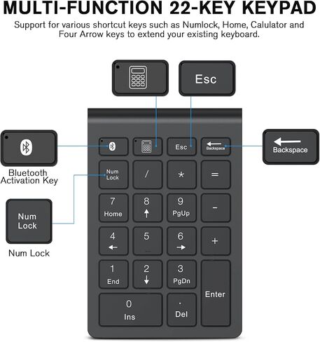 cimetech Wired Number Keypad, 18 Key USB Numeric Pad | Office Accounting, Portable, Mini, for Laptop PC Computer Desktop Surface Pro Notebook in Kuwait