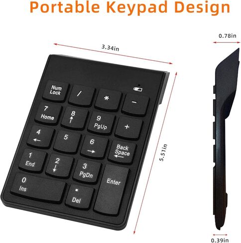 SMOOTHCLUE Wireless Number Pad, 10 Key Keyboard Numeric Keypad, Financial Accounting USB Numpad for Laptop,PC,Desktop,Surface Pro,Notebook in Kuwait