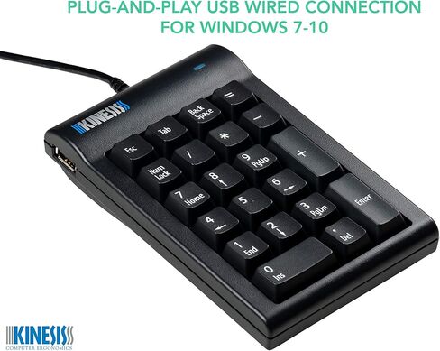 كاينسيس لوحة مفاتيح رقمية USB، مفاتيح ميكانيكية منخفضة القوة (PC)، AC210USB-BLK in Kuwait