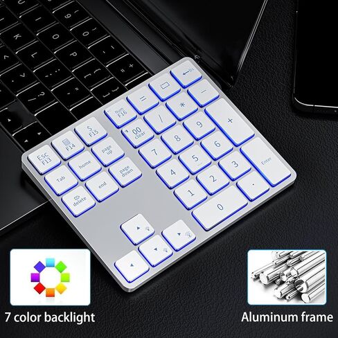 لوحة أرقام بلوتوث قابلة لإعادة الشحن من الألومنيوم فائقة الصغر من LIAN MO للكمبيوتر المحمول: لوحة أرقام لنظام التشغيل Windows، وMac OS، وAndroid، وiOS، ولوحة مفاتيح رقمية لاسلكية للعمل والترفيه والدراسة in Kuwait