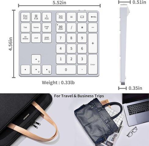 لوحة أرقام بلوتوث قابلة لإعادة الشحن من الألومنيوم فائقة الصغر من LIAN MO للكمبيوتر المحمول: لوحة أرقام لنظام التشغيل Windows، وMac OS، وAndroid، وiOS، ولوحة مفاتيح رقمية لاسلكية للعمل والترفيه والدراسة in Kuwait