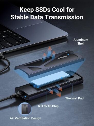 UGREEN M.2 NVMe SSD Enclosure 10Gbps USB 3.2 External NVMe M.2 SSD Enclosure Aluminum Tool-Free M.2 NVMe Case PCI-E NVMe Reader USB C Supports M and B&M Keys Size 2230/2242 /2260/2280 SSDs Black in Saudi Arabia
