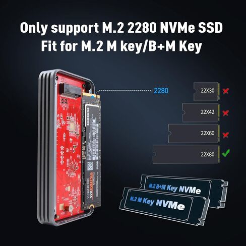 محول حاوية M.2 NVME SATA SSD، محول USB 3.2 Gen 2 10 جيجابت في الثانية NVMe PCI-E 6 جيجابت في الثانية SATA M-Key / B+M مفتاح محرك الحالة الصلبة الخارجي مع حواف UASP، لمحركات أقراص SSD 2242 2260 2280 in Kuwait