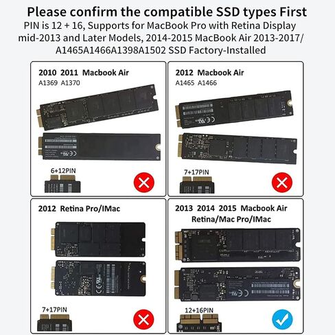 حاوية ACASIS USB C 3.0 SSD لأجهزة Apple Flash SSDs الضيقة MacBook Air من 2010 إلى 2011 حاوية تخزين محمولة متوافقة مع M.2 Nvme SSD مع محول in Kuwait