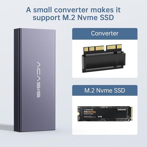حاوية ACASIS USB C 3.0 SSD لأجهزة Apple Flash SSDs الضيقة MacBook Air من 2010 إلى 2011 حاوية تخزين محمولة متوافقة مع M.2 Nvme SSD مع محول in Kuwait