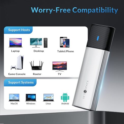 SSD Enclosure Tool-Free, SETMSPACE M.2 NVME SSD Enclosure USB C 10Gbps, NVME Enclosure Aluminum to PCIe M-Key, M.2 Enclosure with USB C Cable Only for NVME SSDs 2230/2242/2260/2280(Silver) in Saudi Arabia